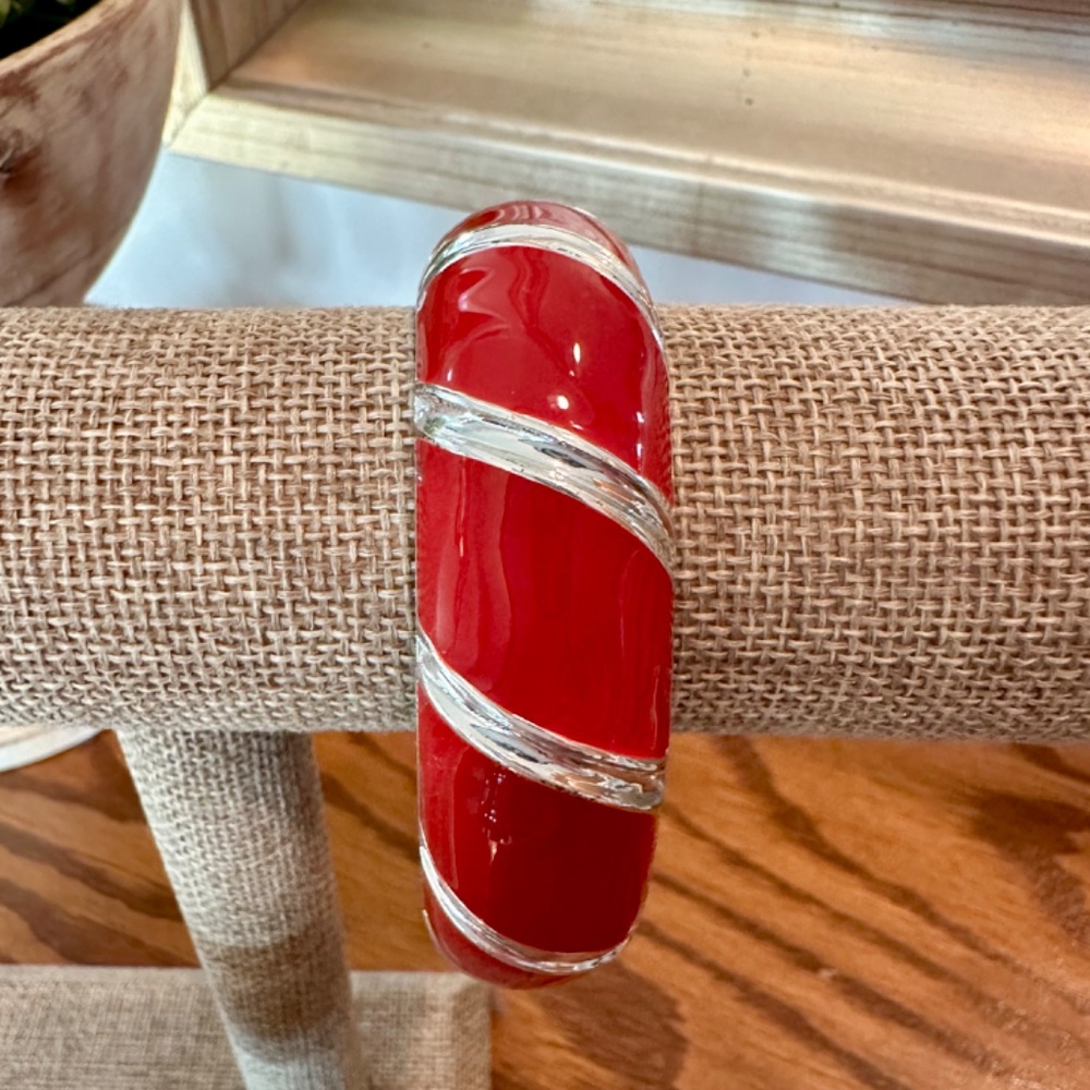 Premier Designs Siren Enamel Bracelet Silver & Red